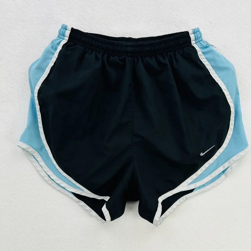Nike Shorts Womens Extra Small Black Blue Drifit Swoosh Run Lightweight Ladies